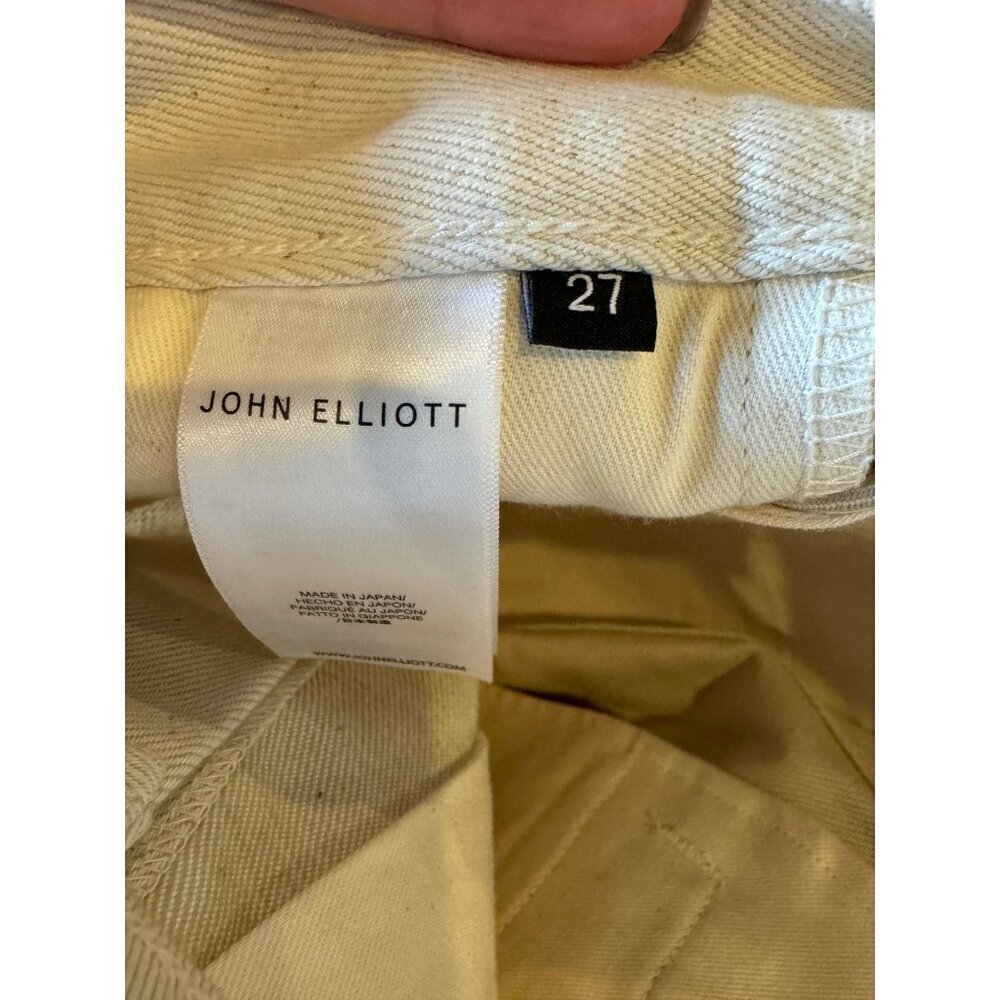 John Elliott Pants Women 27 Beige Cotton Denim‎ Pleated Front Baggy Tapered Leg - Picture 8 of 10
